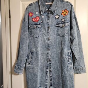 Billy T Blue Denim Jacket with Colorful Patches